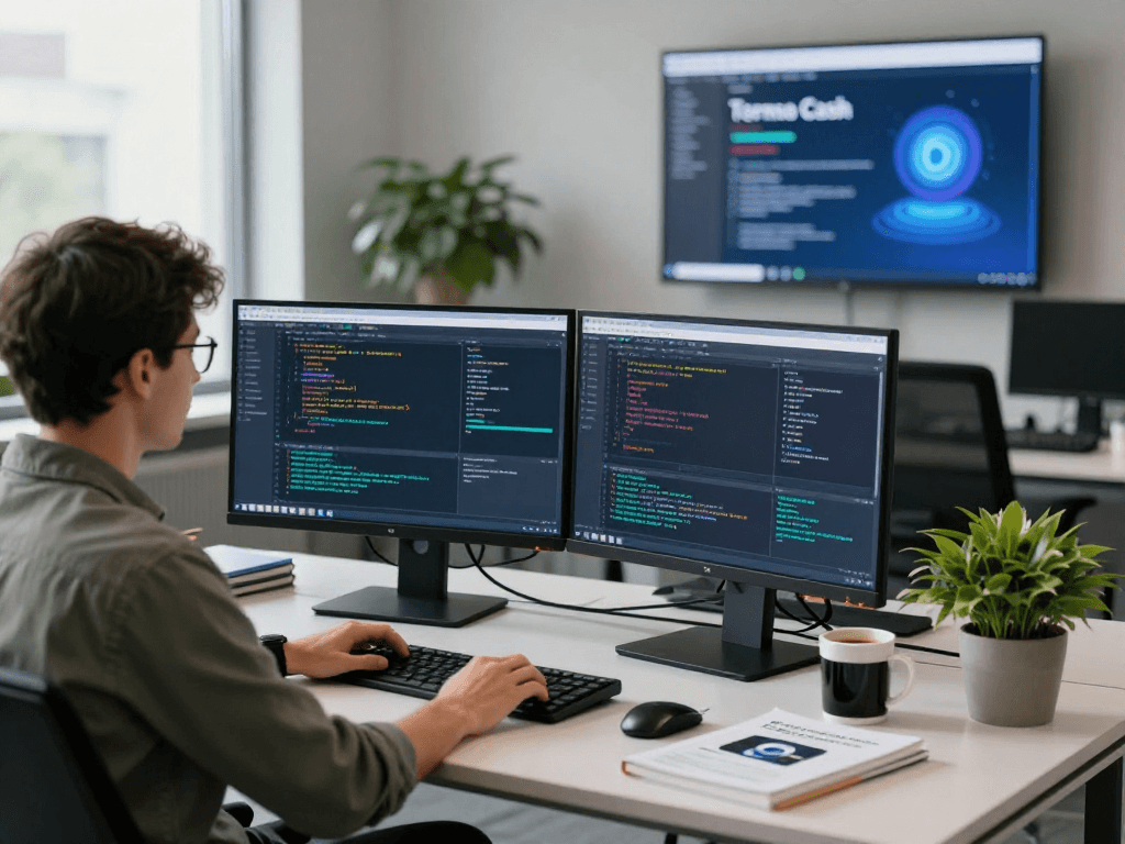 Developing tornardocash solutions in a modern office with advanced technology