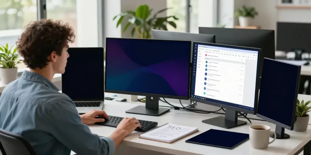 Professional workspace focused on instant indexing strategies in digital marketing.