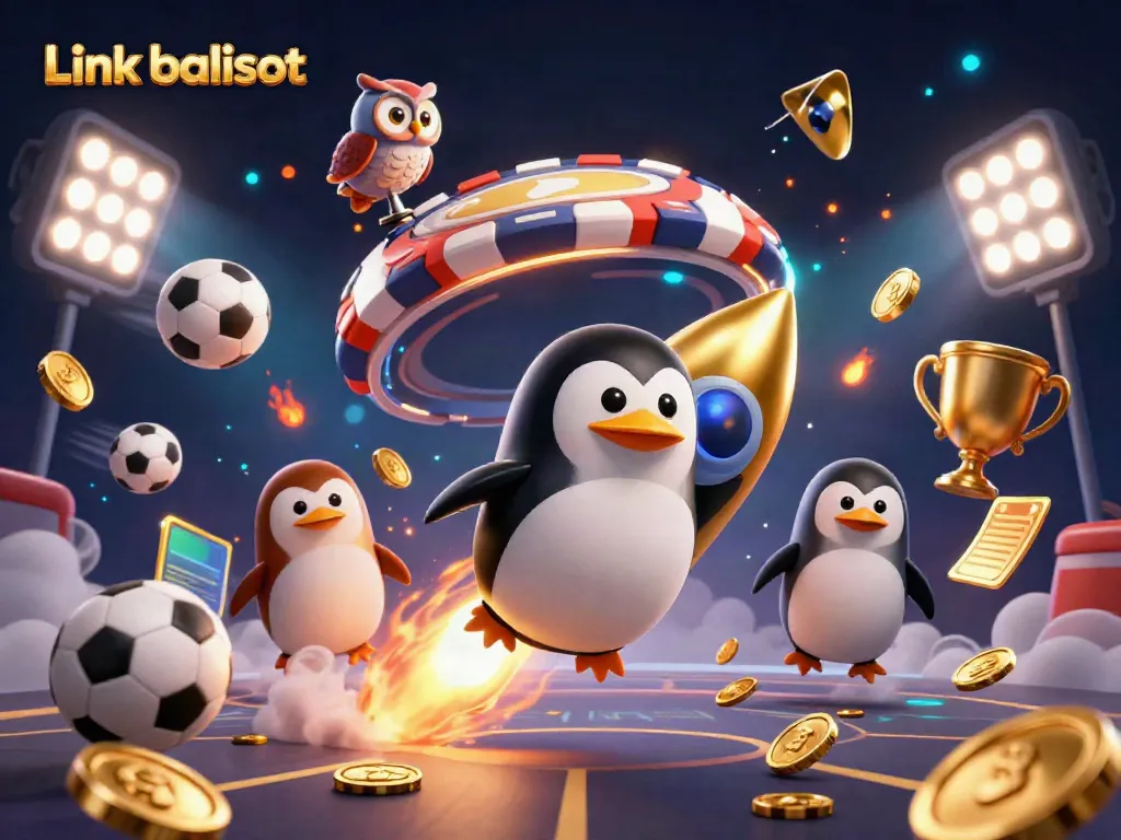 Experience the thrill of gaming at Link balislot with golden penguins and dynamic casino elements!